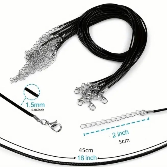 ⭐️ 5 for $25 Hexagonal Crystal Pendant Necklace Black Braided Cord - Picture 3 of 8